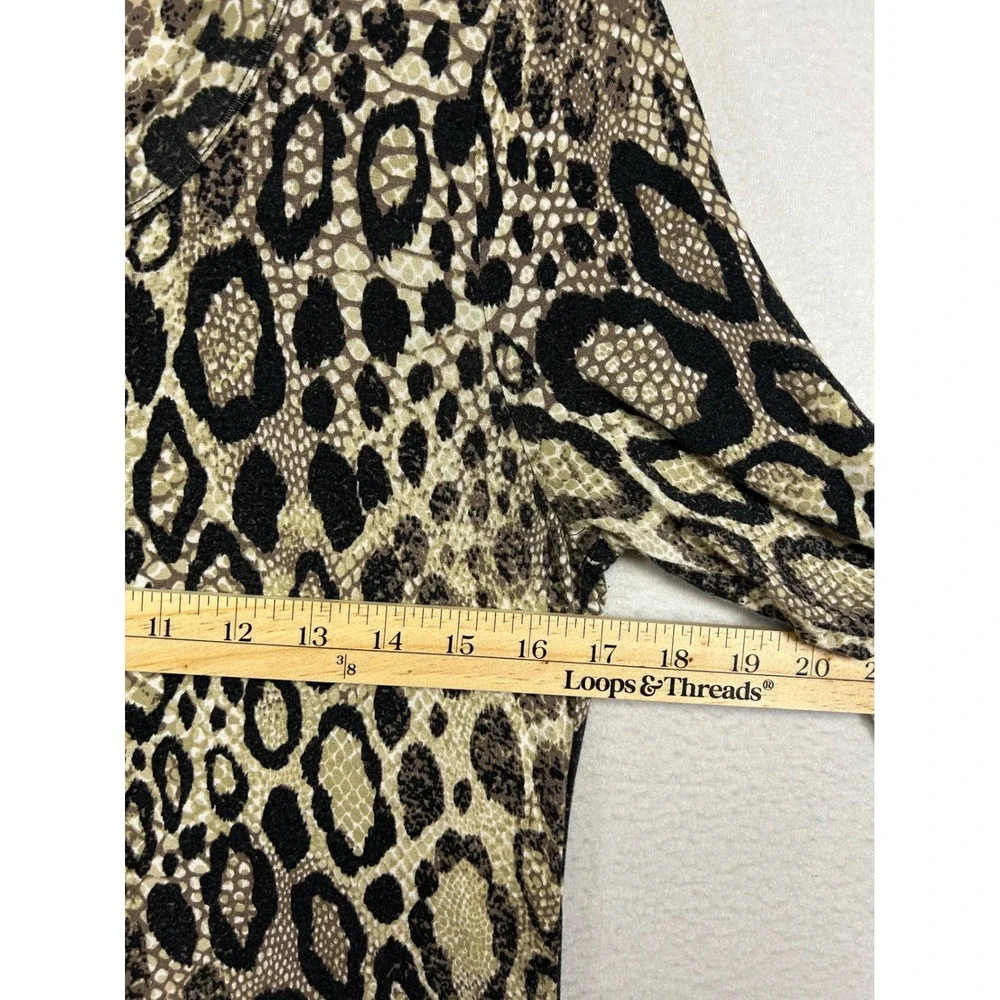 Mob Wife Indie Sleaze Cupio Womens Med Brown Animal Print 3/4 Sleeve‎ Mini Dress